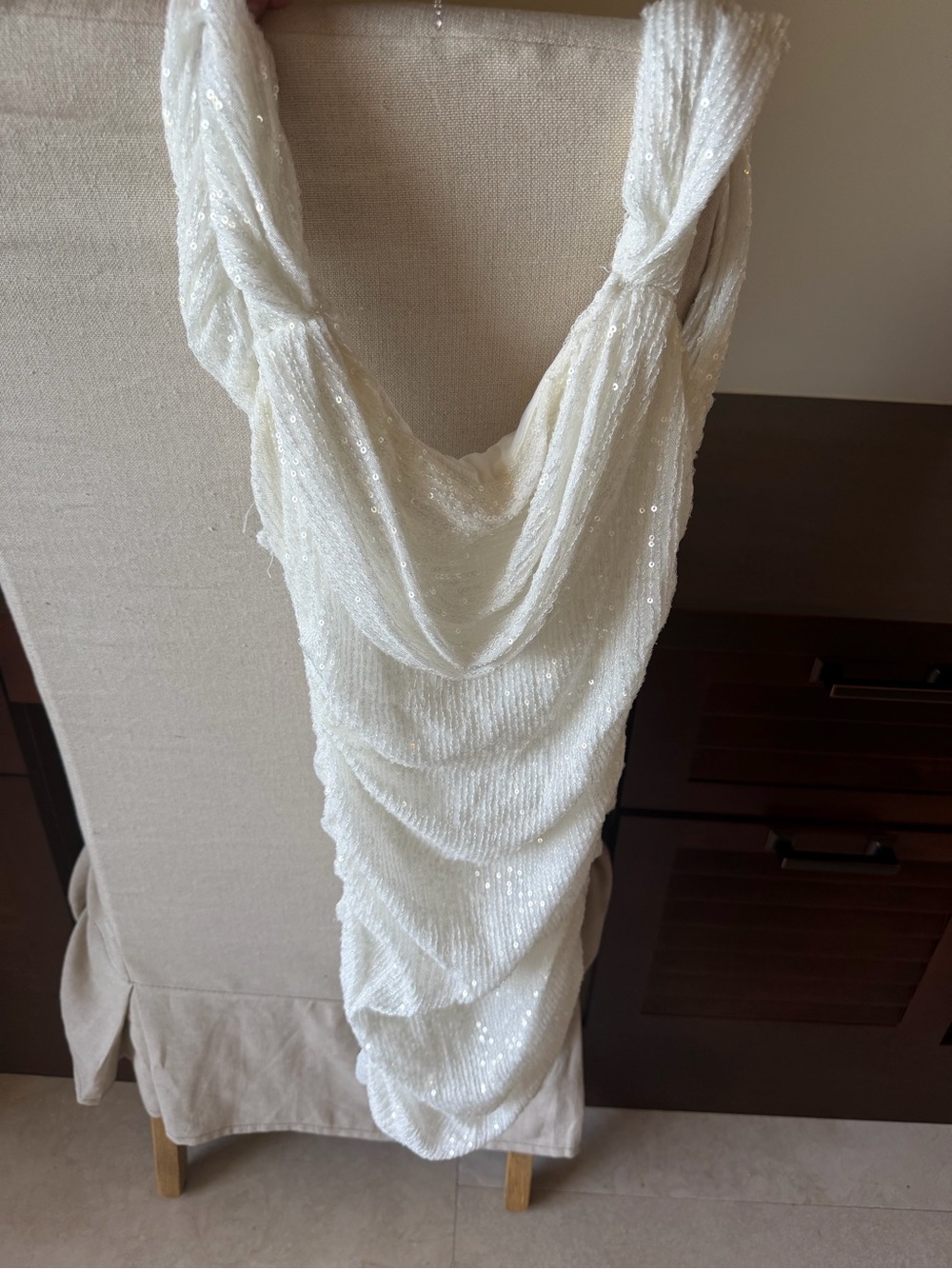 Hello Molly White Sequin Zip-Back Dress